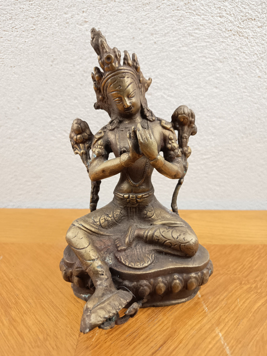Statue en bronze de Tara Verte – Sculpture bouddhiste tibétaine – 17 cm