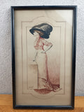 Dessin de mode Art Nouveau signé J. Nicolai – Encre de Chine & aquarelle