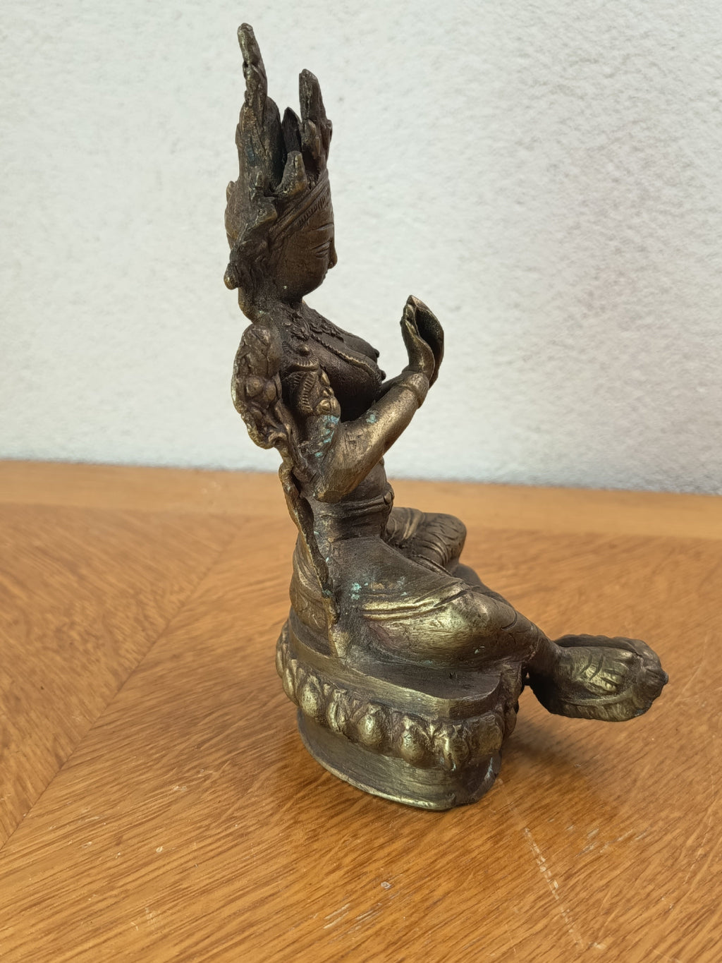 Statue en bronze de Tara Verte – Sculpture bouddhiste tibétaine – 17 cm