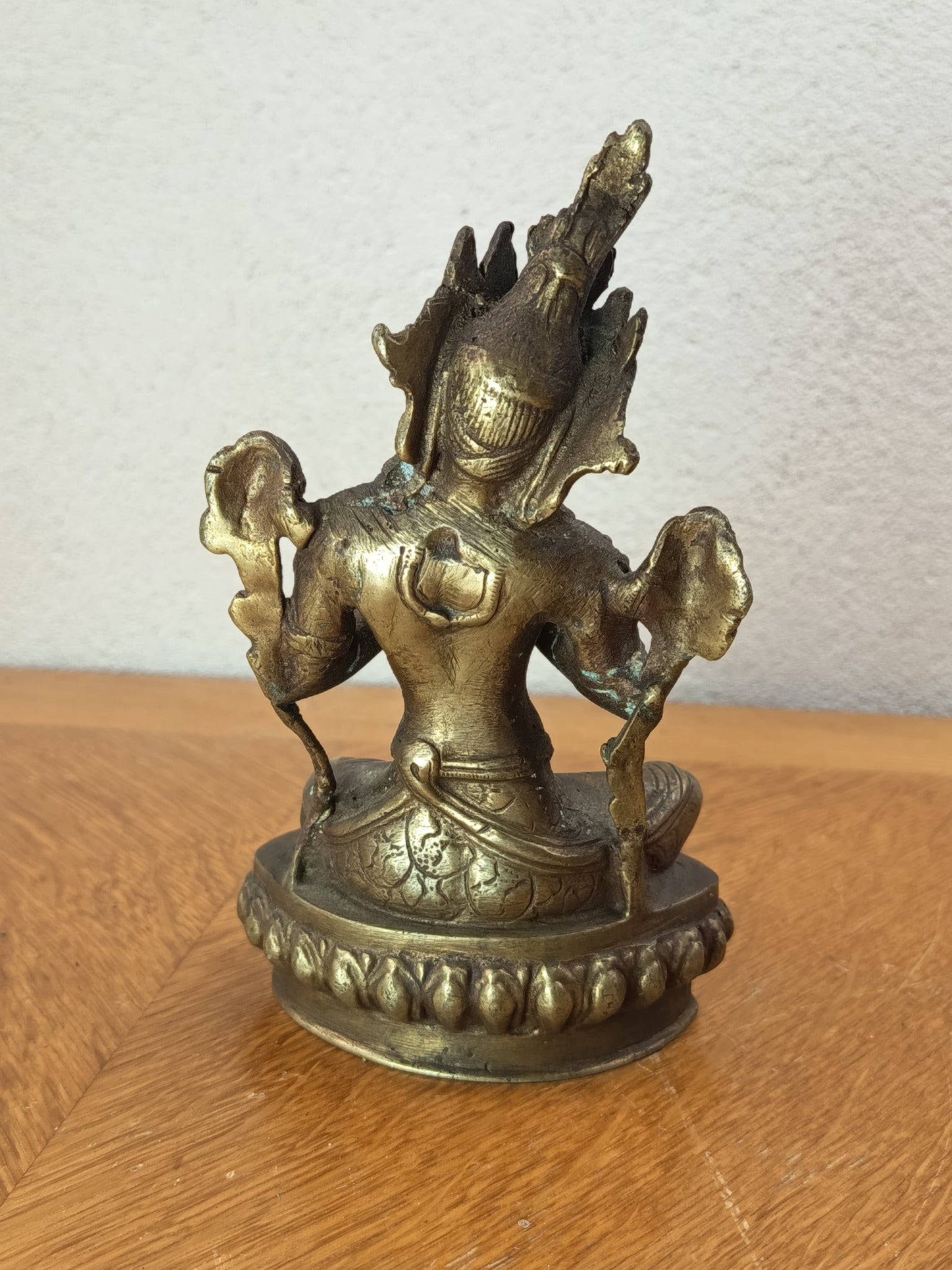 Statue en bronze de Tara Verte – Sculpture bouddhiste tibétaine – 17 cm