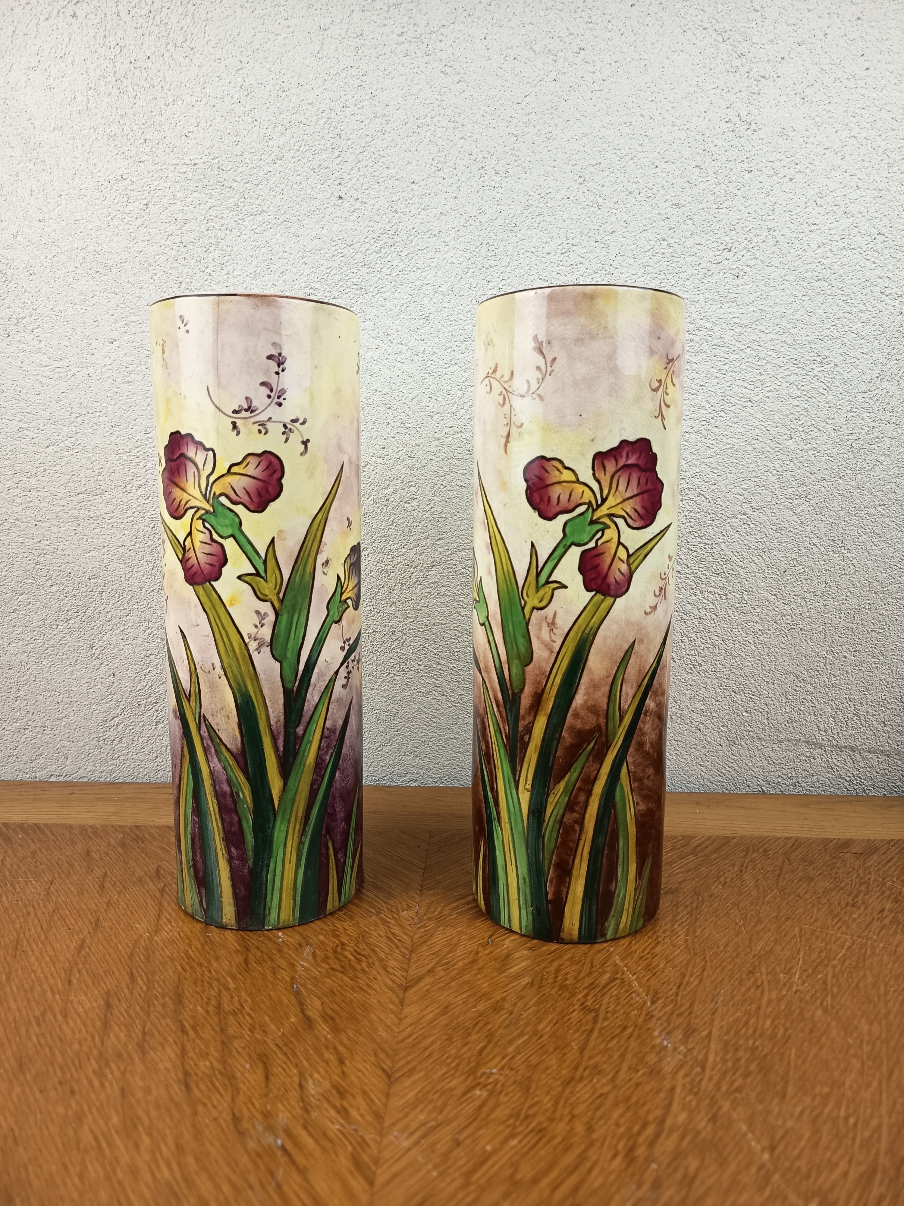 Paire de vases – Faïencerie de Fives-Lille – décor iris