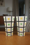 Paire de vases Saint-Clément – céramique mid-century graphique noir vert jaune