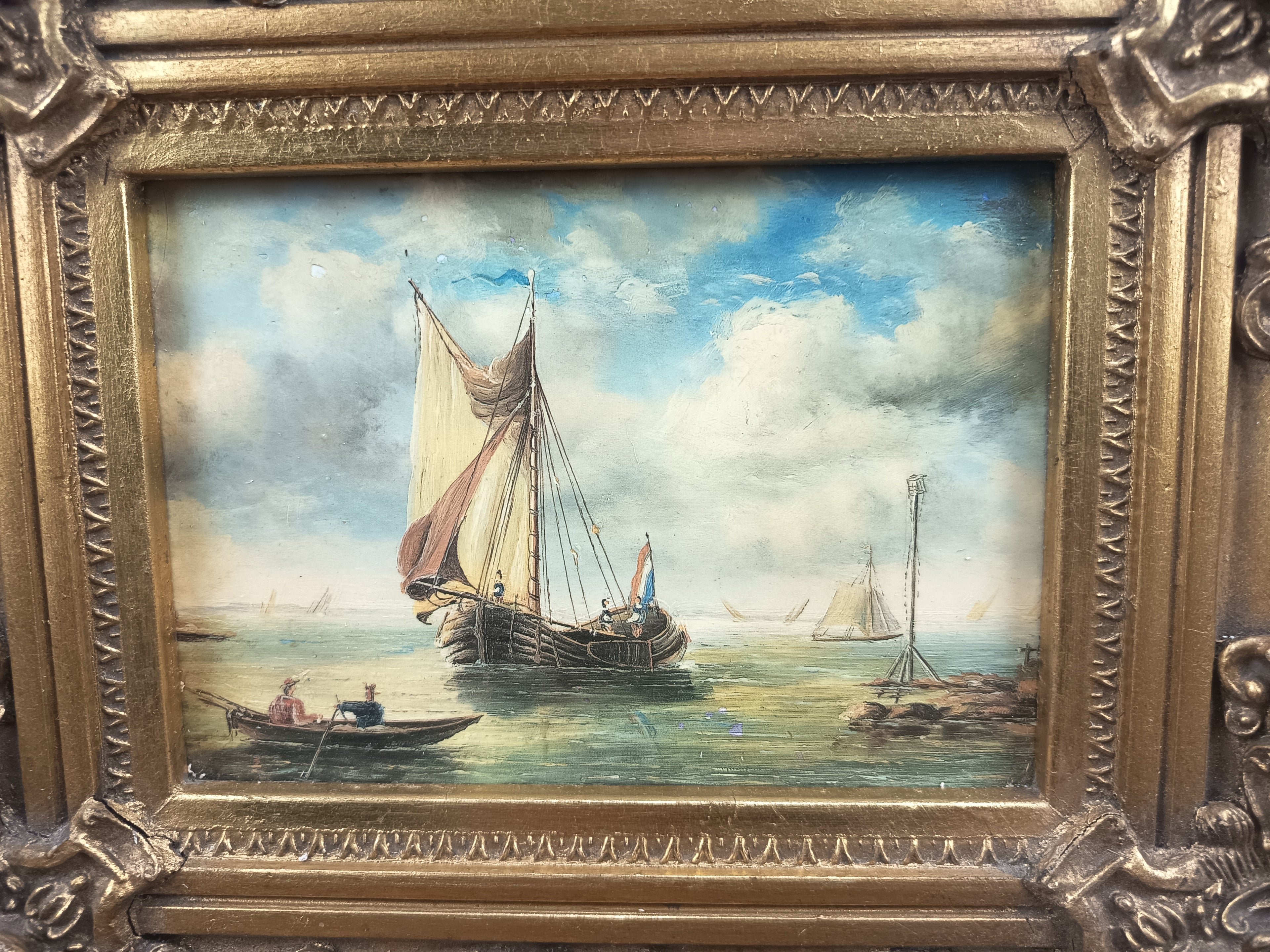 Peinture à l’huile marine Carvers and Childers – Bateaux – Cadre décoratif