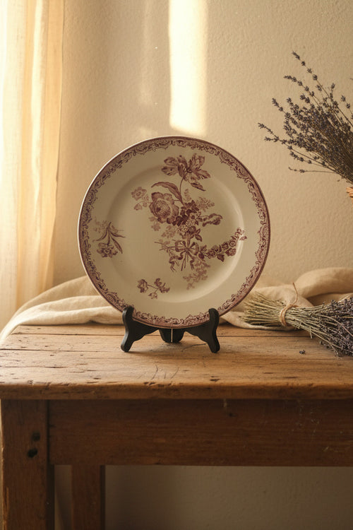 Assiette ancienne Sarreguemines modèle « Fontanges » en terre de fer