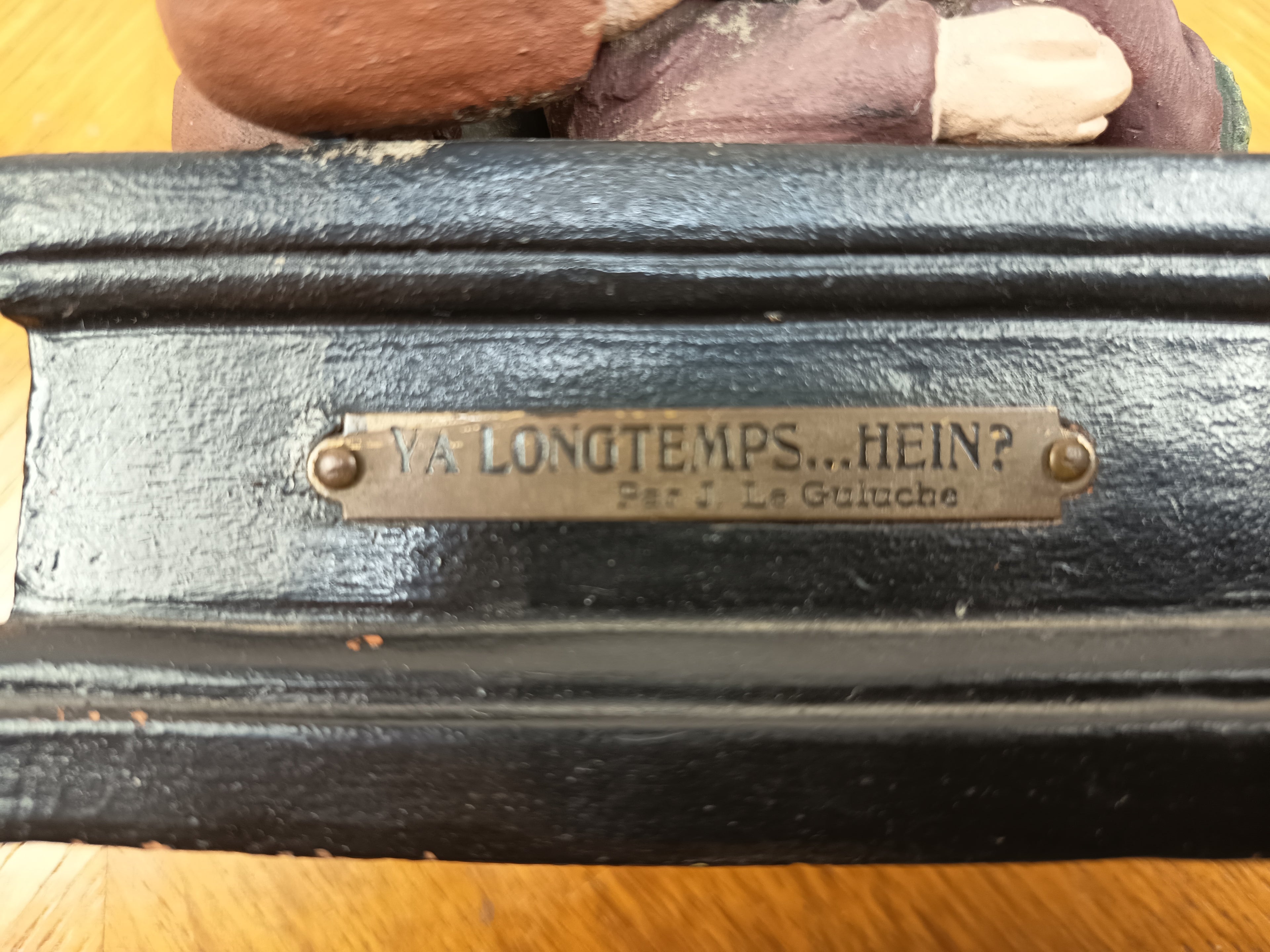 Statue en terre cuite polychrome – Joseph Le Guluche – “Y’a longtemps… Hein ?” – Alphonse Hanne L’Isle-Adam