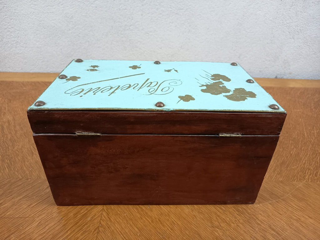 Ancienne boîte nécessaire d’écriture en bois – Travail artisanal – Avec accessoires d’origine