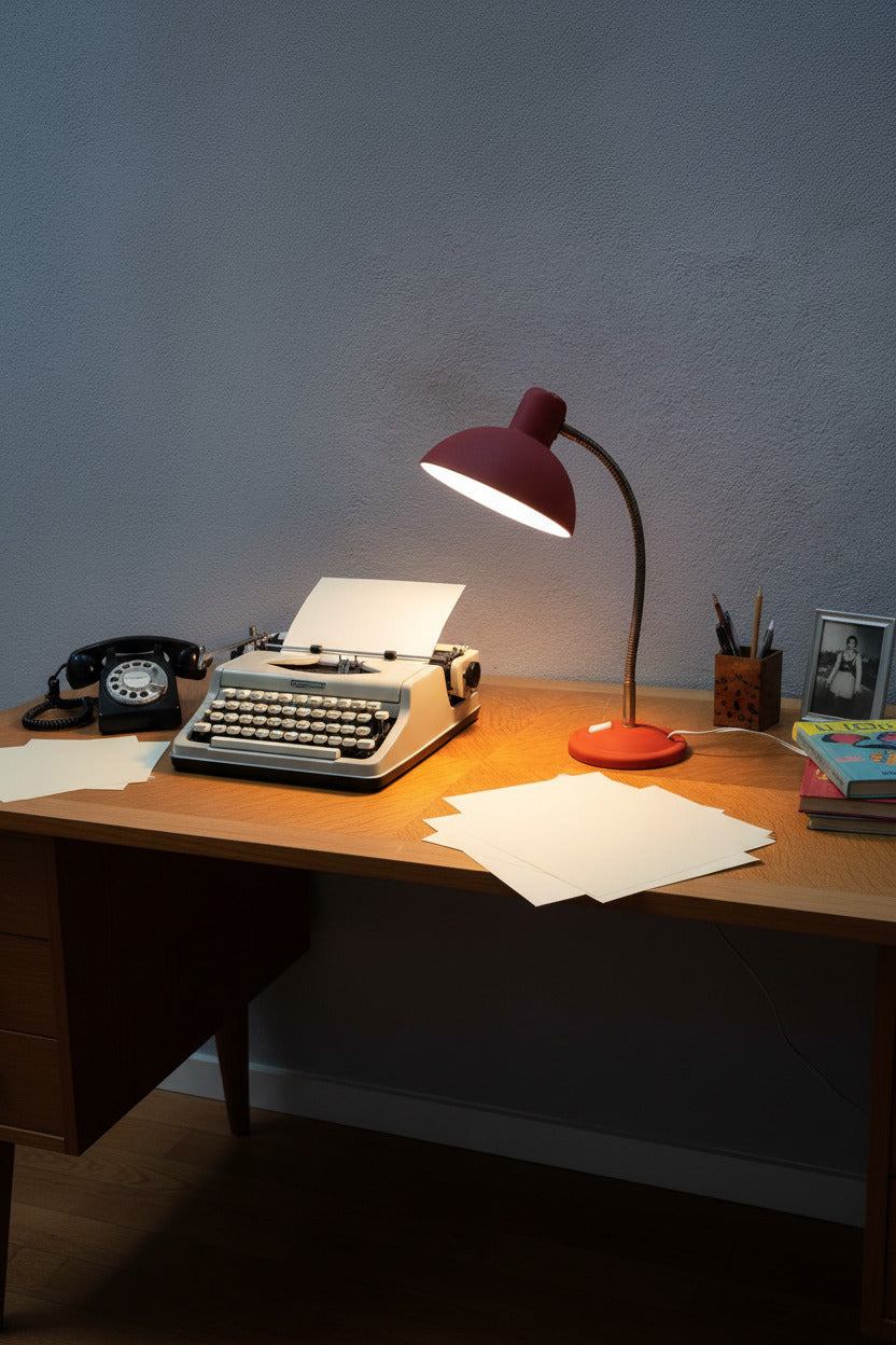Lampe de bureau vintage Aluminor rouge