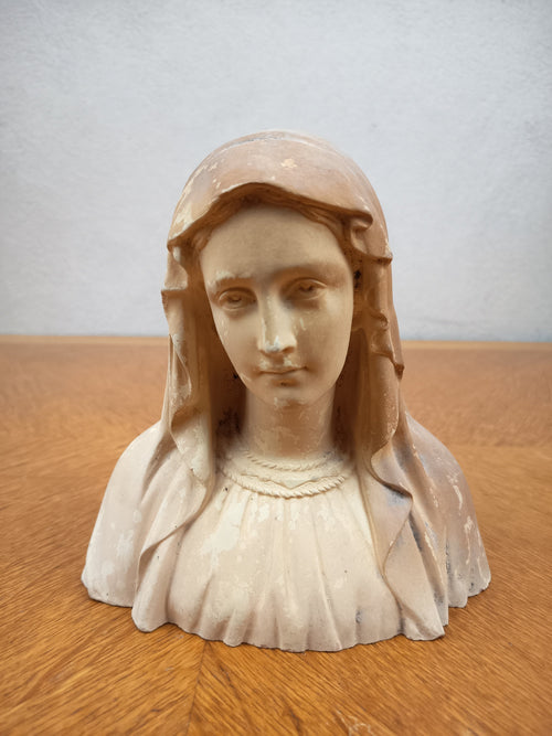 Ancien buste de la Vierge en terre cuite – Manufacture de Villenauxe-la-Grande