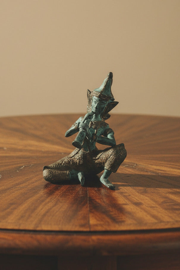 Statuette Bouddha Teppanom en bronze patiné – 13,5 cm