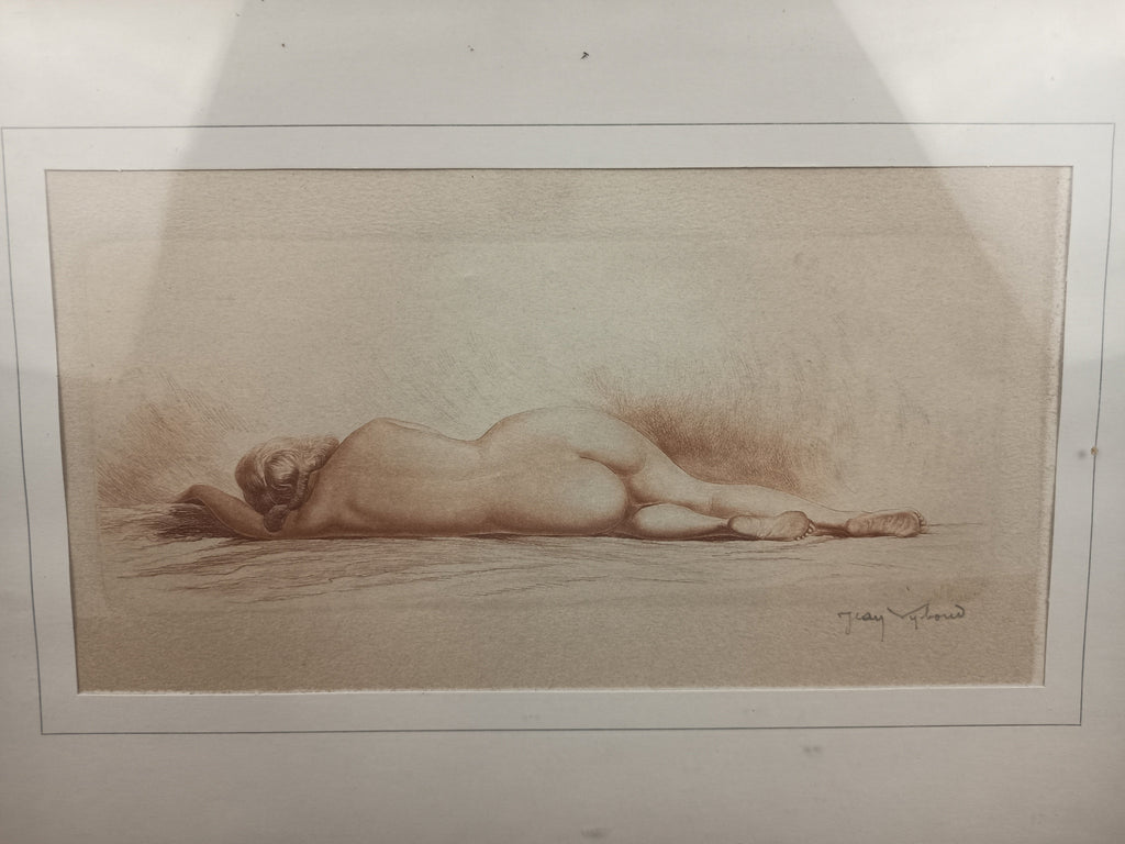 Eau-forte de Jean Vyboud 1872-1944 – Nu féminin encadré – 40 x 29 cm