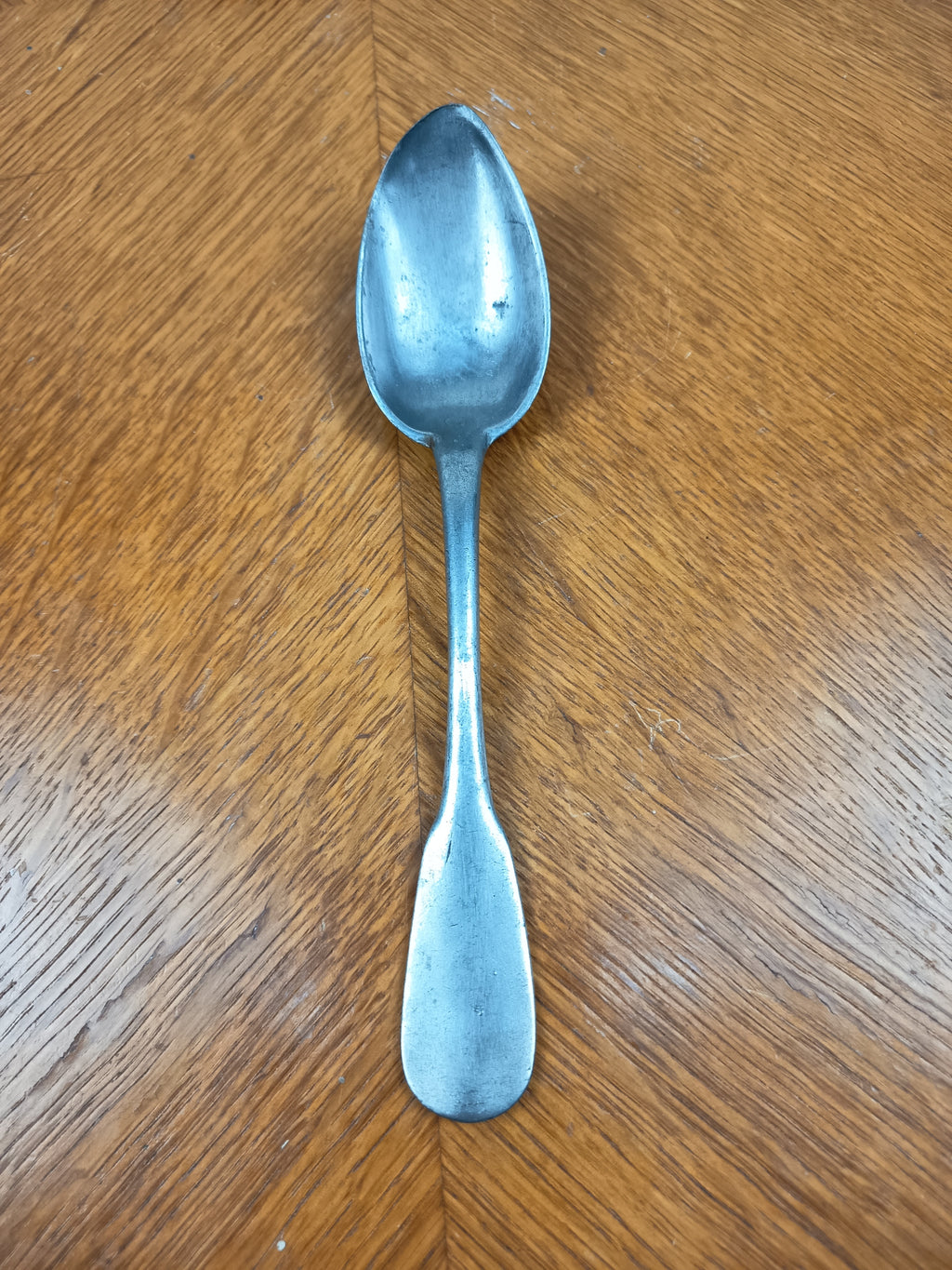 Lot de 6 cuillères à soupe anciennes en étain – XIXe siècle – 21 cm