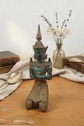 Statuette Bouddha Teppanom en Bronze – Sculpture Asiatique Ancienne 18 cm