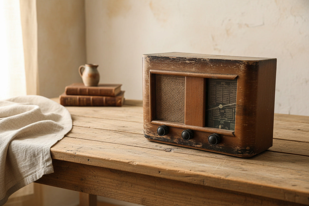 Petite Radio TSF à Lampes Vintage en Bois – Poste Ancien Décoratif Années 40/50