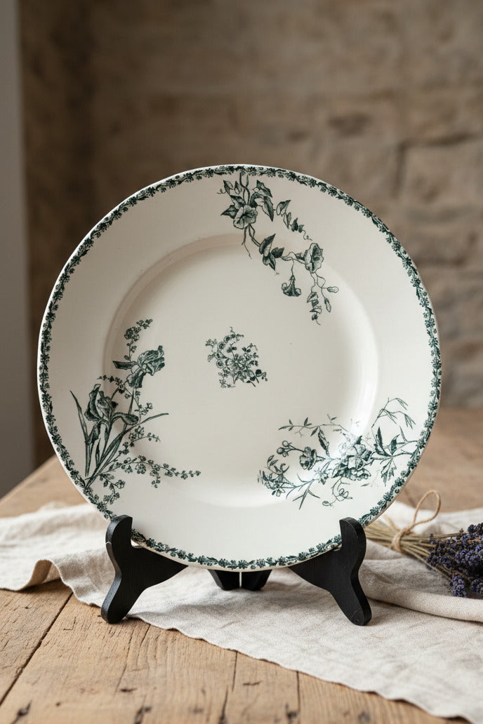 Plat de service ancien en terre de fer – Modèle Moscou – Choisy-le-Roy, Hippolyte Boulenger – 28 cm