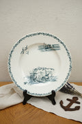 Assiette ancienne en terre de fer – Creil et Montereau – Décor vert – 22,5 cm