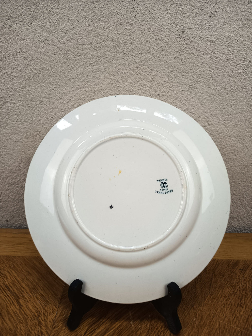 Assiette ancienne en terre de fer – Creil et Montereau – Décor vert – 22,5 cm