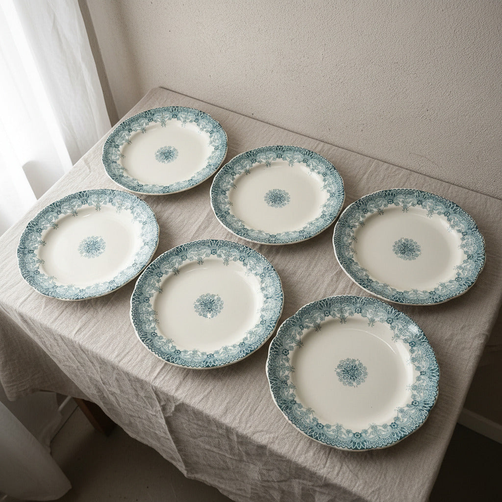 Lot de 6 assiettes anciennes en terre de fer – Modèle Henriette – Hippolyte Boulenger Choisy-le-Roy