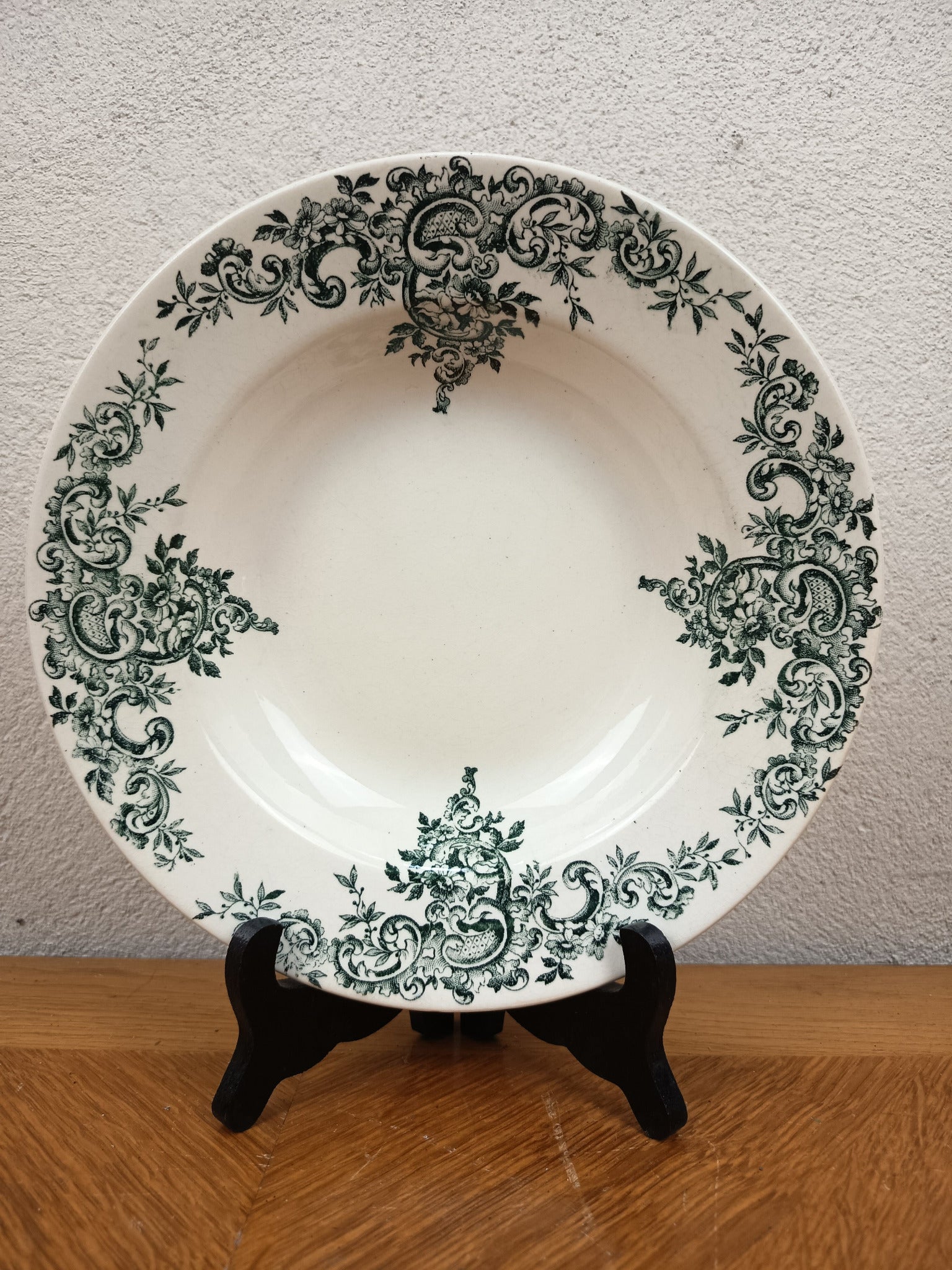Lot de 6 assiettes creuses anciennes Terre de Fer – Modèle Louis XV – Hippolyte Boulenger Choisy-le-Roi