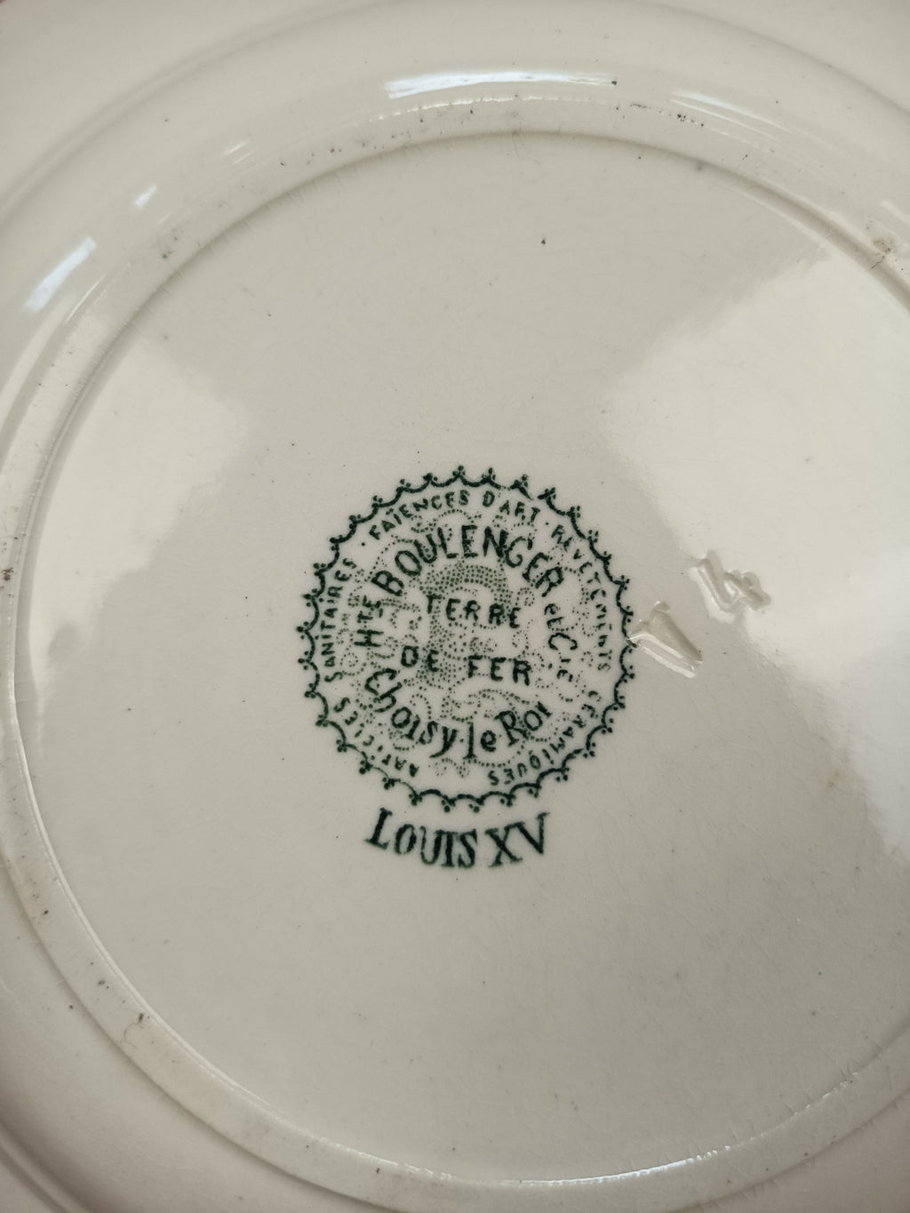 Lot de 6 assiettes creuses anciennes Terre de Fer – Modèle Louis XV – Hippolyte Boulenger Choisy-le-Roi