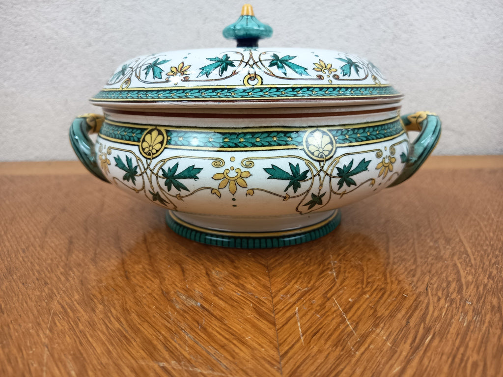 Soupière ancienne Art Nouveau Sarreguemines – Modèle Érable