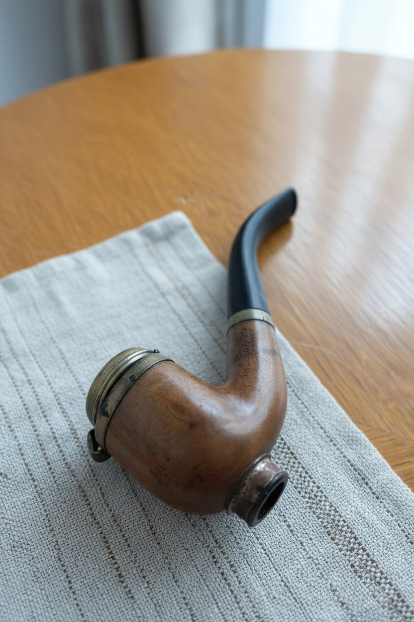 Pipe ancienne en bruyère avec couvercle