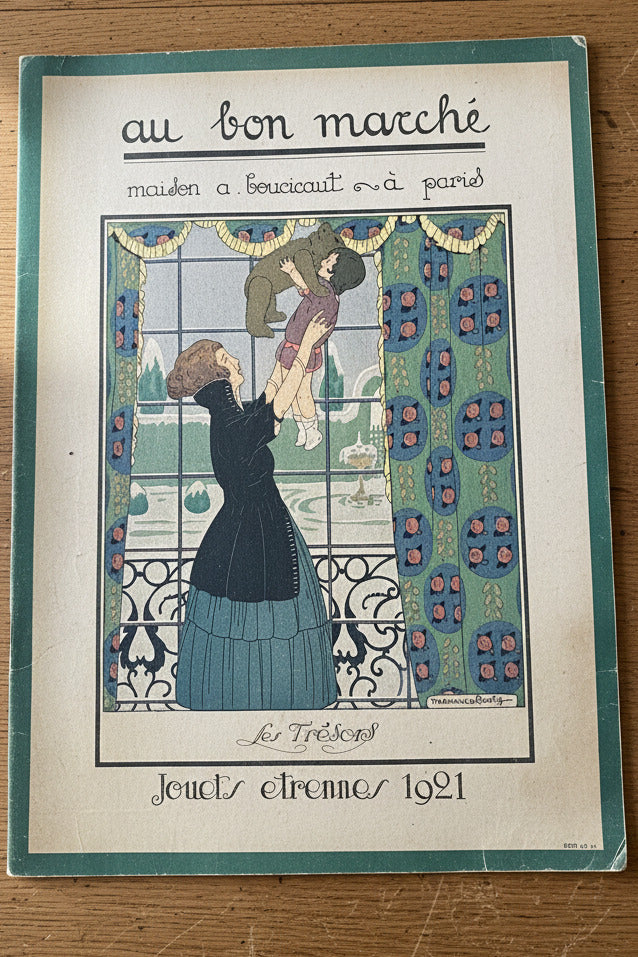 Catalogue ancien Au Bon Marché Paris Jouets et Étrennes 1921, document publicitaire illustré de 12 pages au format 37 x 27 cm.