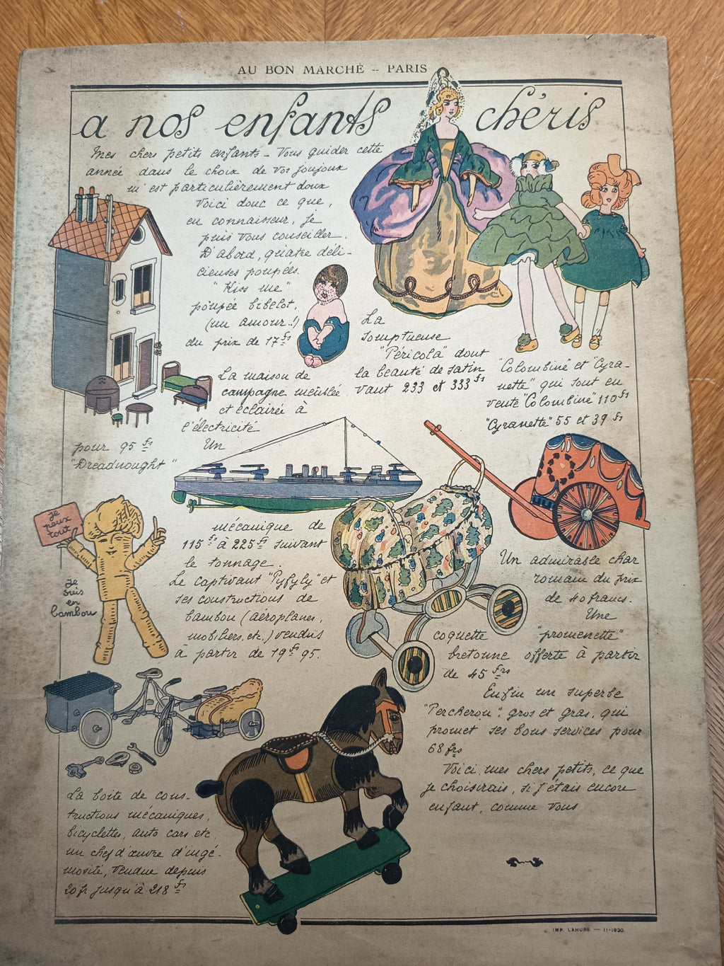 Catalogue ancien Au Bon Marché Paris Jouets et Étrennes 1921, document publicitaire illustré de 12 pages au format 37 x 27 cm.