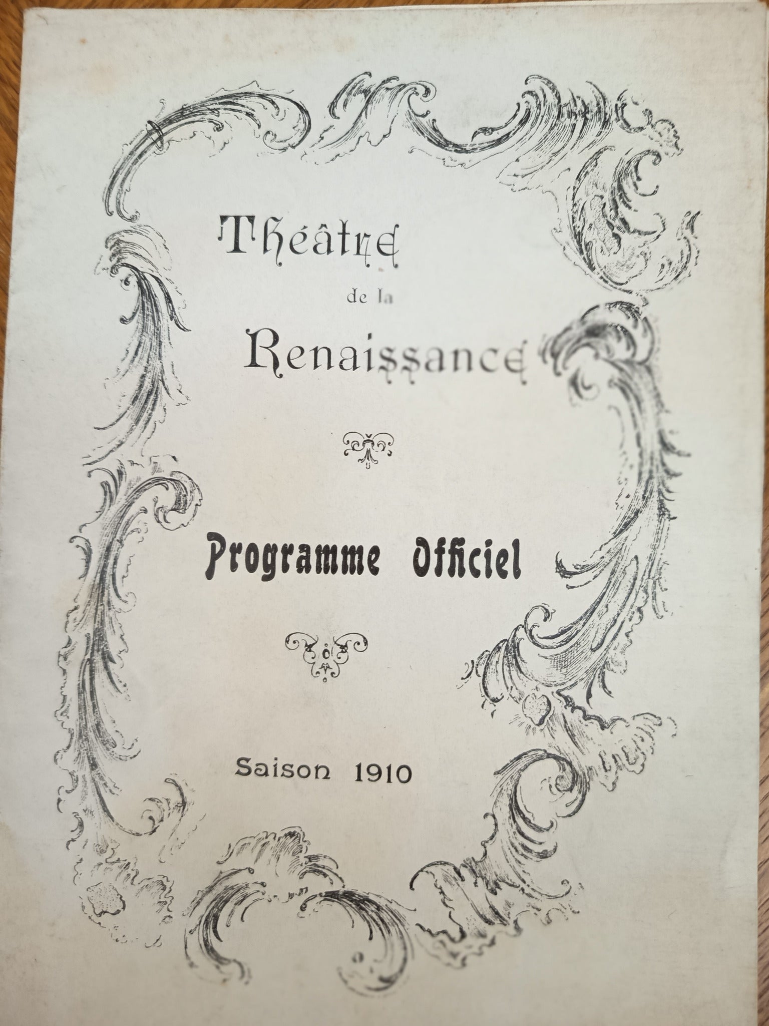 Lot de deux programmes de théâtre anciens, Théâtre Sarah-Bernhardt 1907 et Théâtre de la Renaissance 1910, documents papier de collection