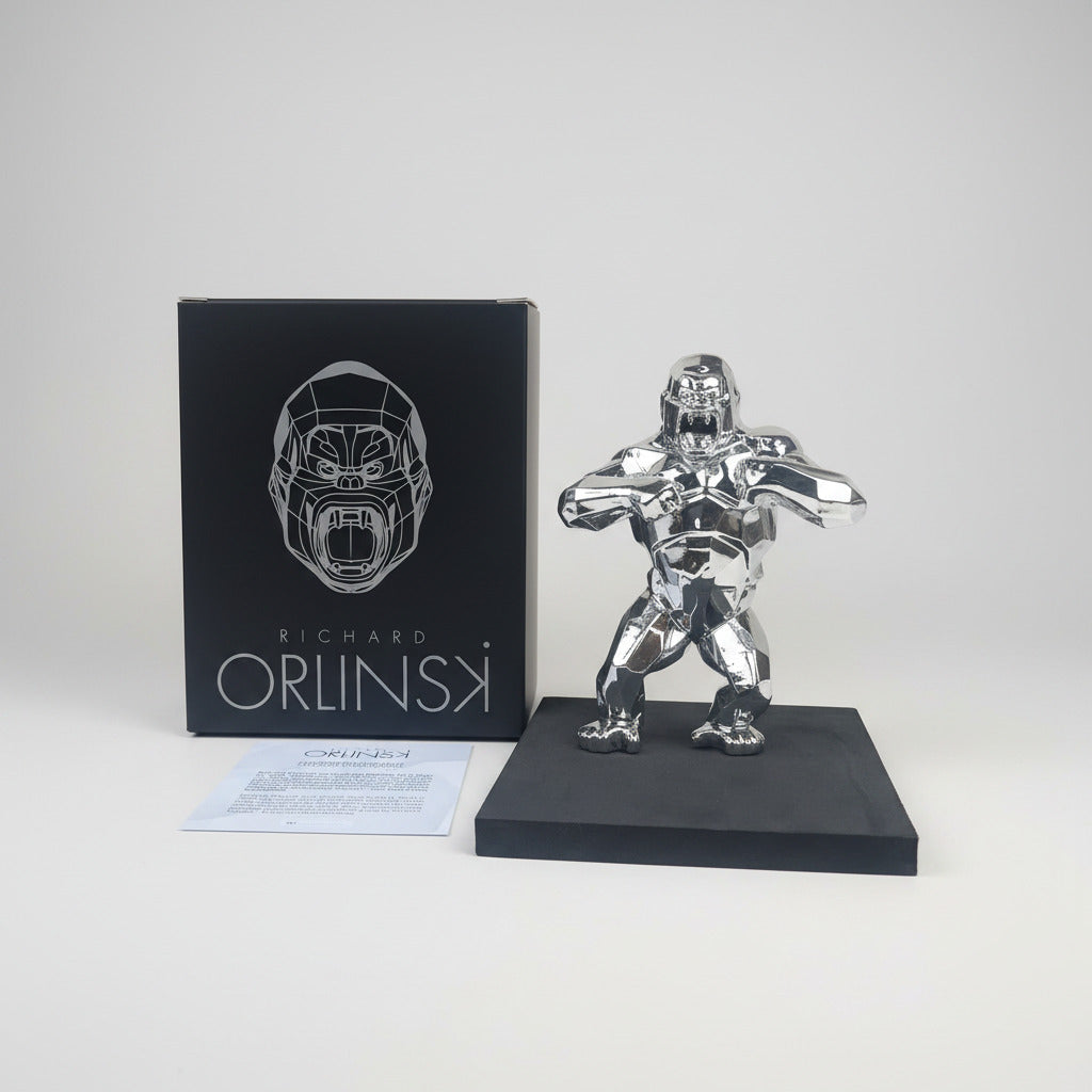 Sculpture Richard Orlinski Kong Spirit Silver 13 cm, neuve avec boîte d’origine et certificat.