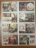 Ensemble de 8 chromos publicitaires anciens Au Bon Marché Paris, série « Leçon de choses ». Grand format 14 × 21,5 cm, parfait état.