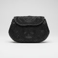 Pochette ancienne perles de verre noires 1930-1940
