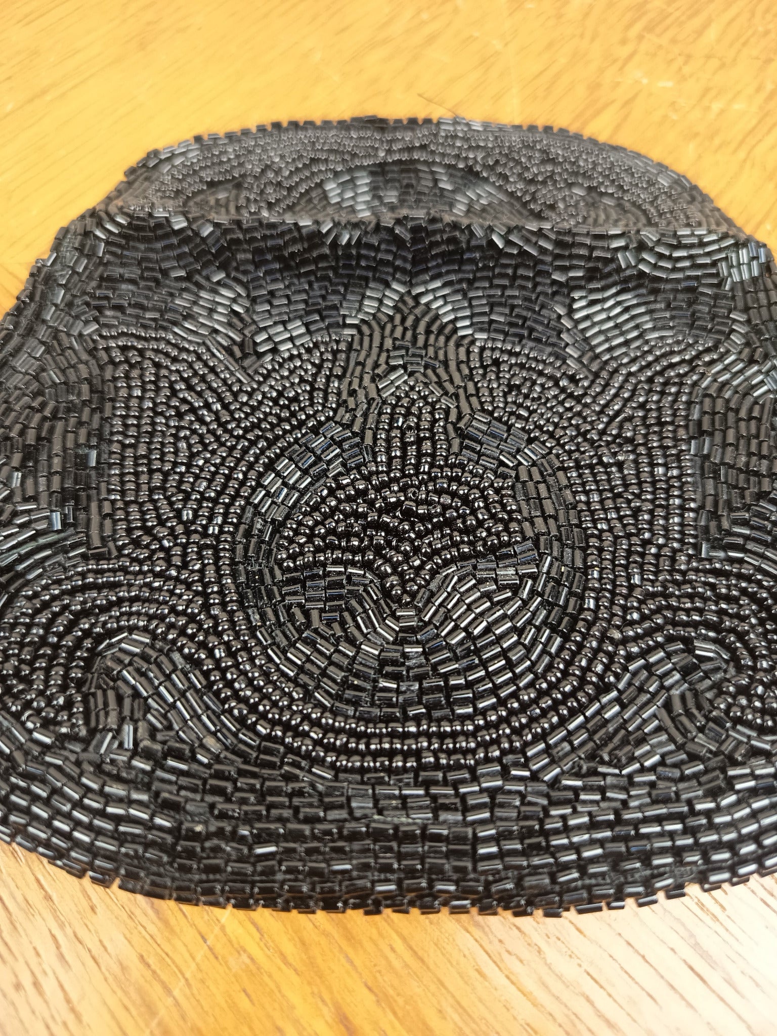 Pochette ancienne perles de verre noires 1930-1940
