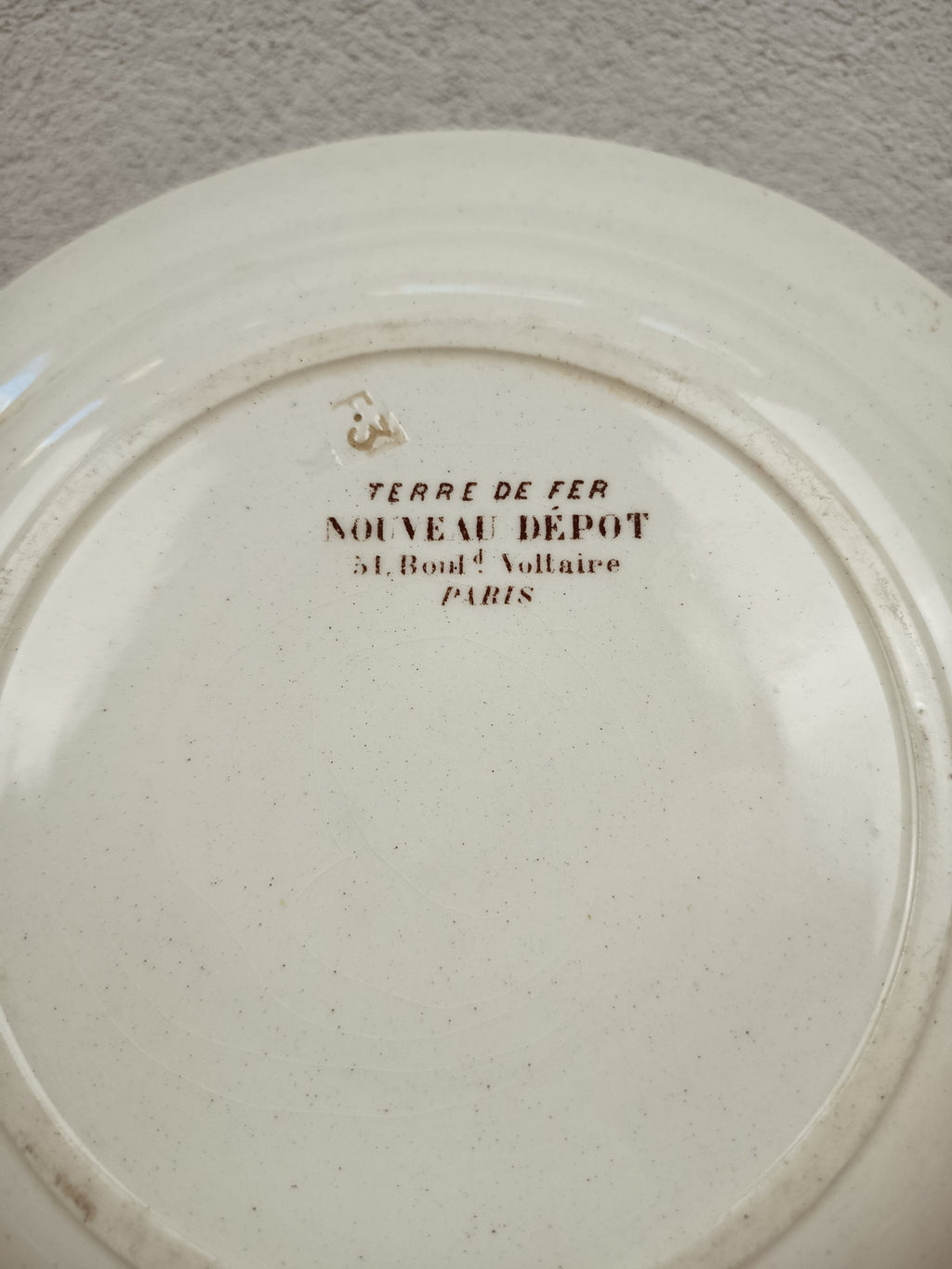 Assiette Terre de Fer Nouveau Dépôt Paris XIXe