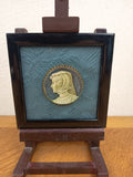 Miniature portrait de femme en costume Renaissance – Sous verre – Cadre vintage