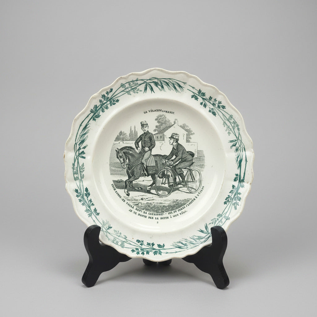 Assiette Creil Montereau Vélocipédomanie n°3 – 1876