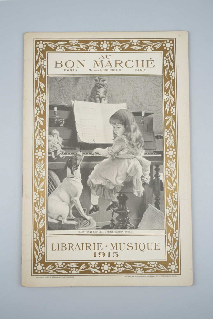 Rare catalogue Au Bon Marché Paris Librairie Musique de 1913, Maison A. Boucicaut. 20 pages illustrées de livres et publications anciennes