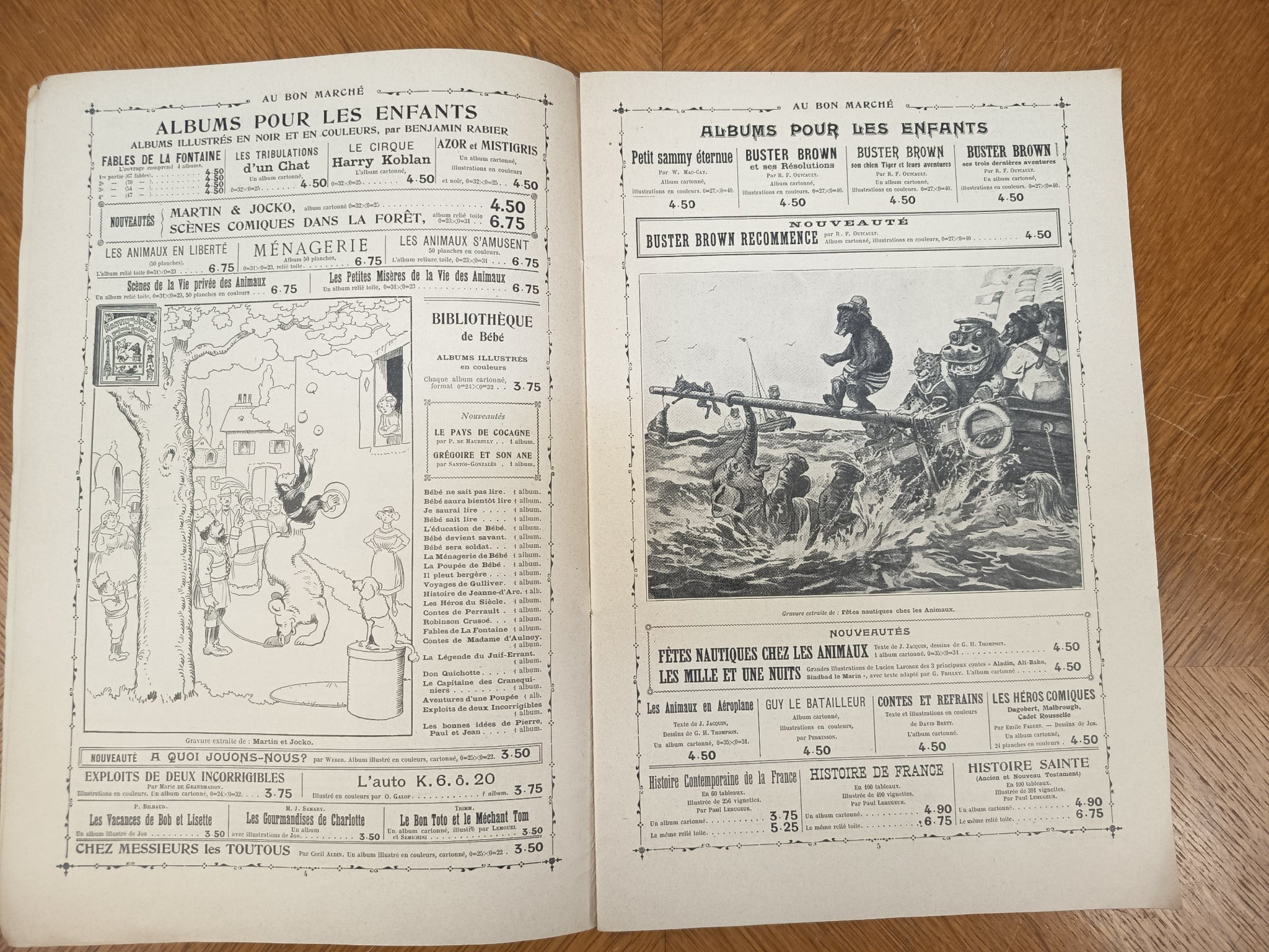 Rare catalogue Au Bon Marché Paris Librairie Musique de 1913, Maison A. Boucicaut. 20 pages illustrées de livres et publications anciennes