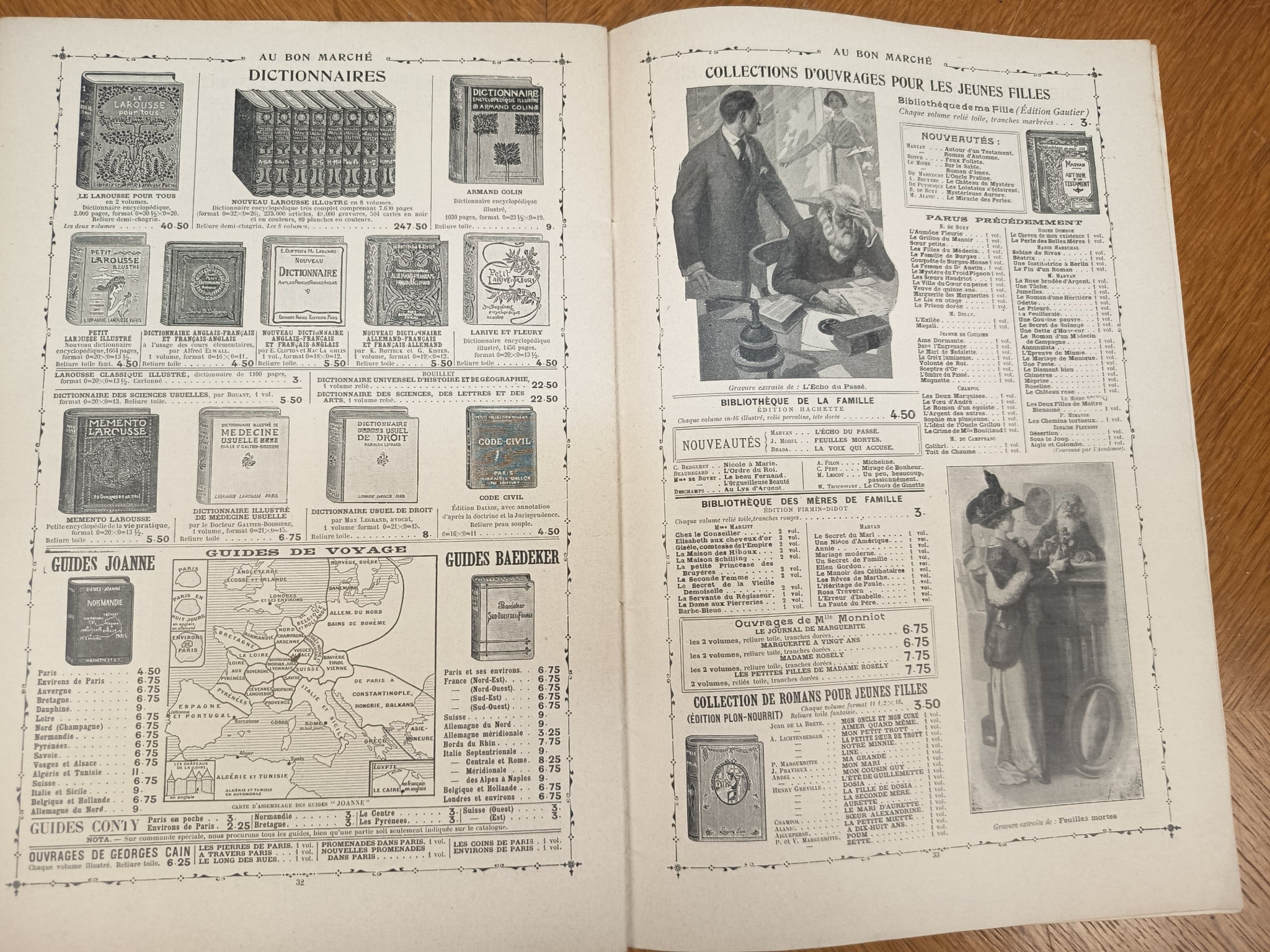 Rare catalogue Au Bon Marché Paris Librairie Musique de 1913, Maison A. Boucicaut. 20 pages illustrées de livres et publications anciennes