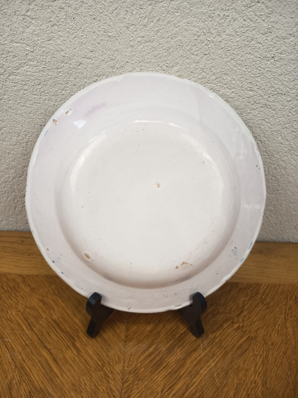 Assiette nominative ancienne Henault Pierre en faïence à décor bleu de l’Auxerrois