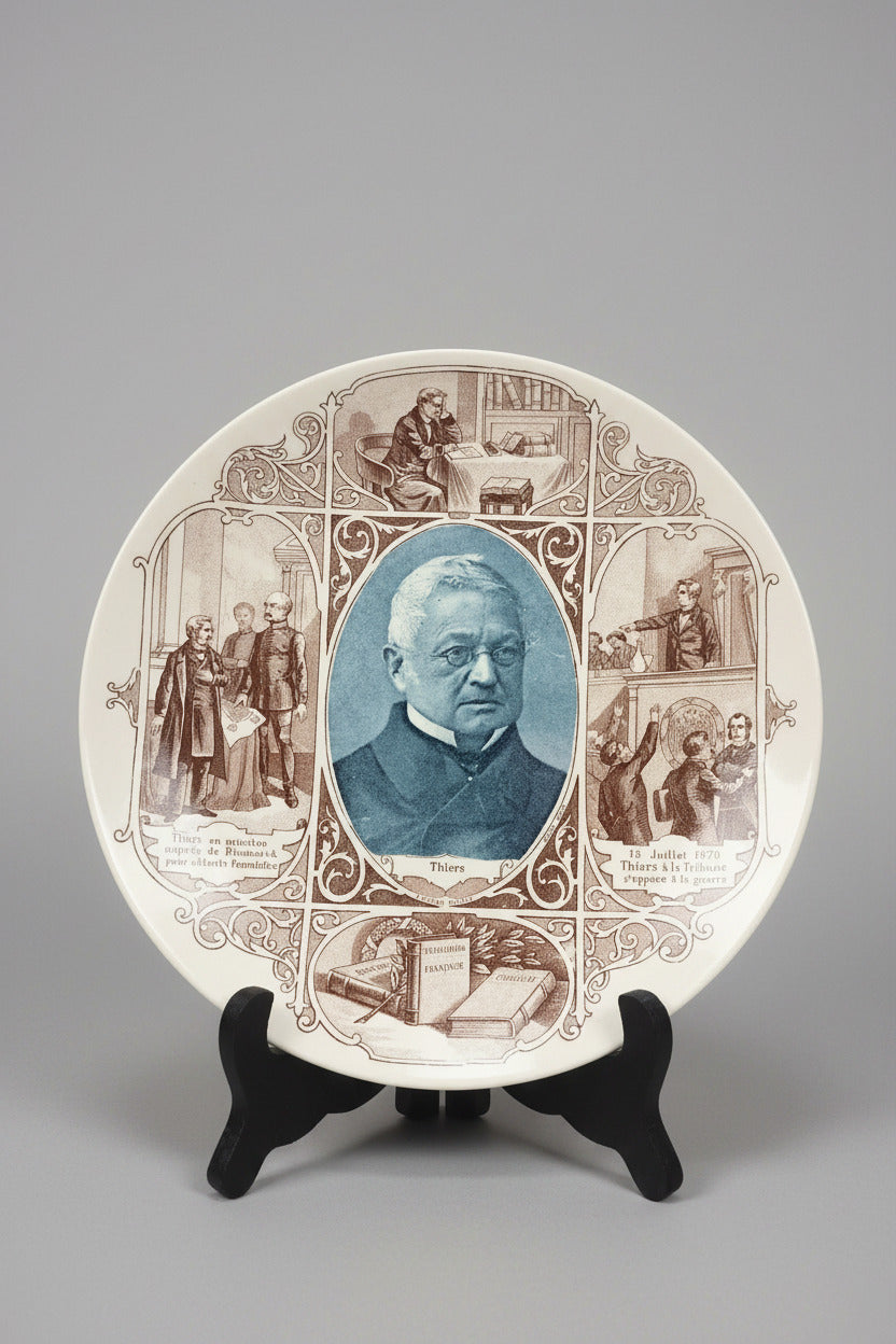 Assiette historiée Sarreguemines représentant Adolphe Thiers