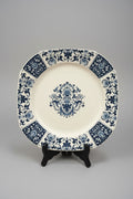 Assiette carrée ancienne Gien modèle Ibis bleu 25 cm
