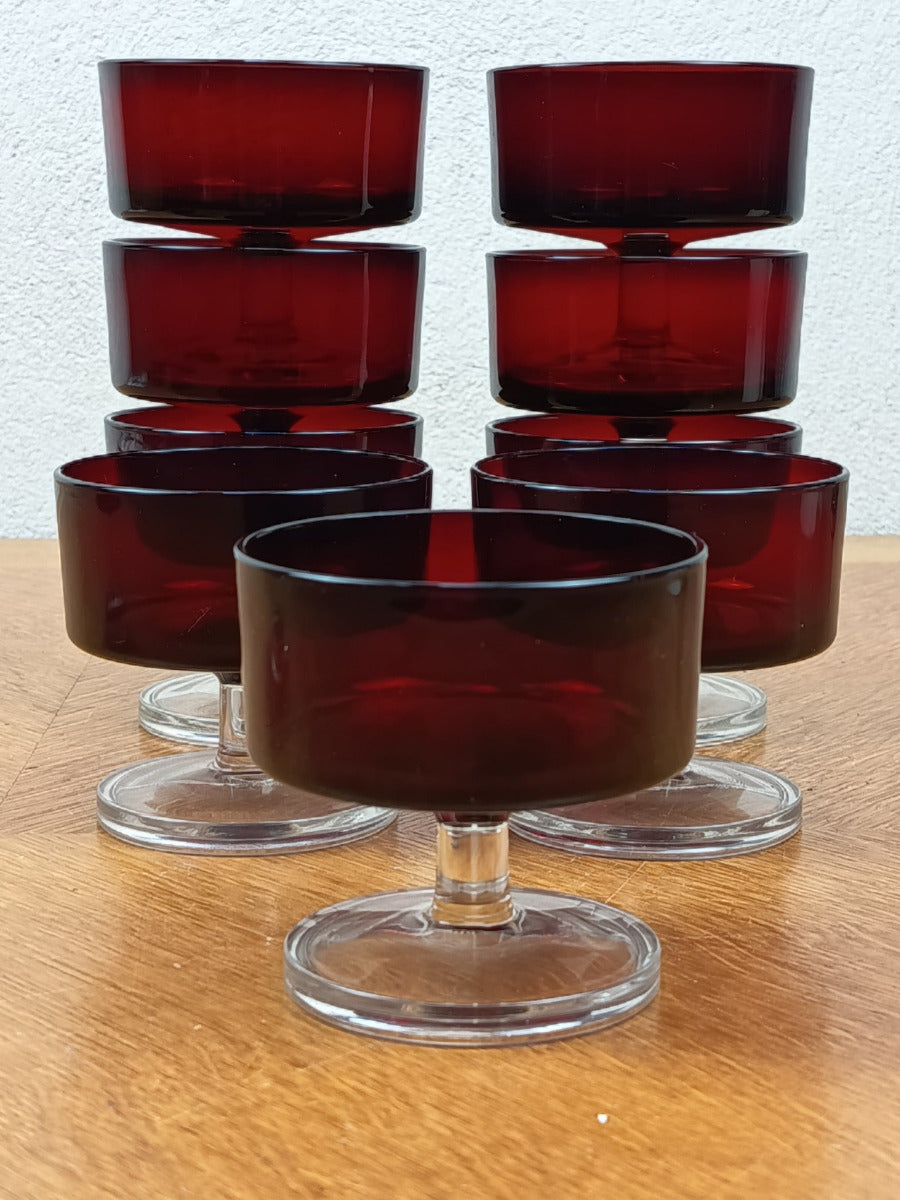 Coupe à champagne vintage Luminarc Suède Rubis sur pied transparent