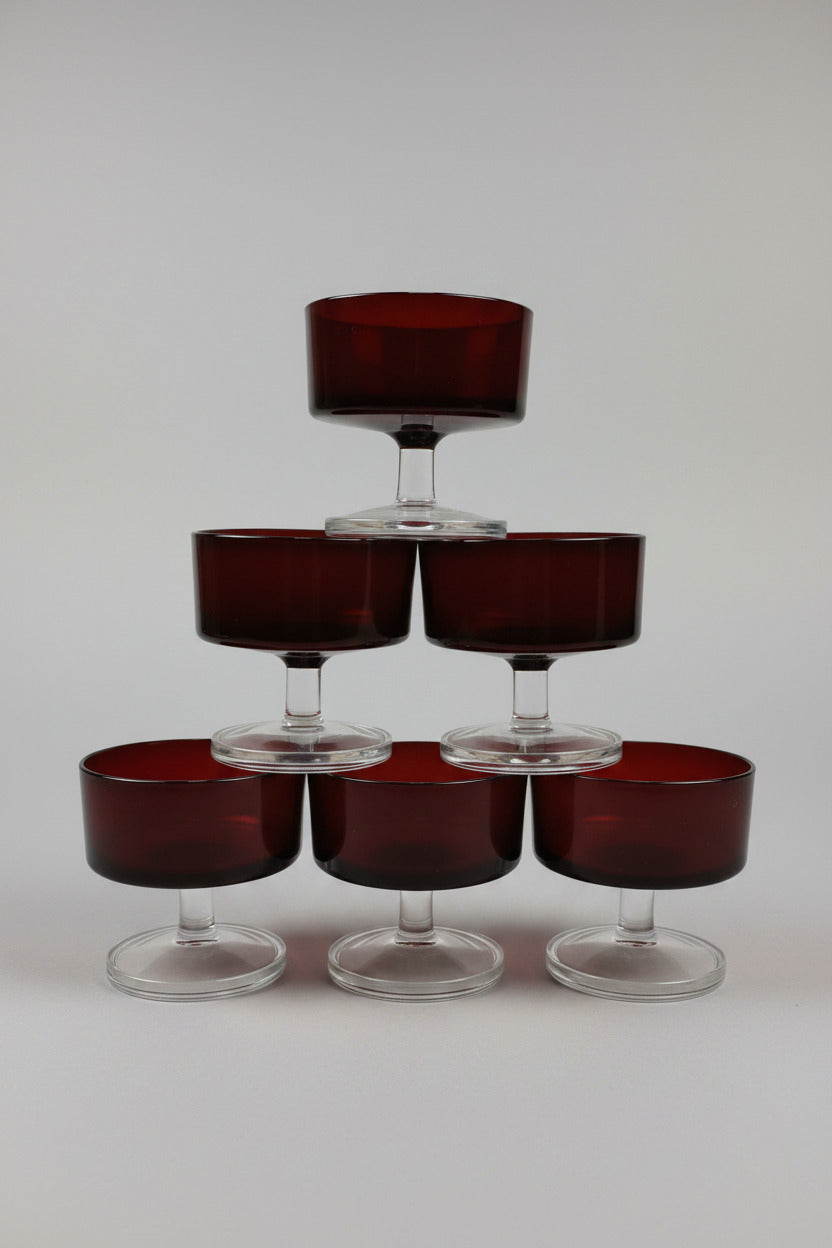 Coupe à champagne vintage Luminarc Suède Rubis sur pied transparent