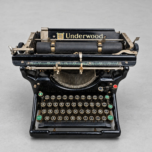 Ancienne machine à écrire Underwood n°5 noire avec clavier AZERTY