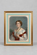 Gravure ancienne La Dame aux Camélias encadrée, Guët et Garnier, 1852