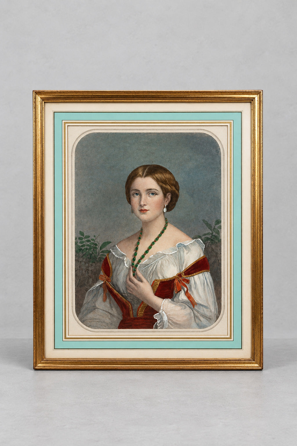 Gravure ancienne La Dame aux Camélias encadrée, Guët et Garnier, 1852