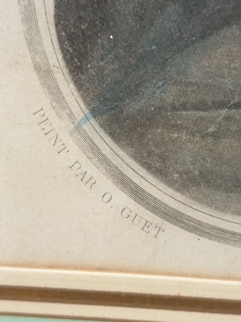 Gravure ancienne La Dame aux Camélias encadrée, Guët et Garnier, 1852