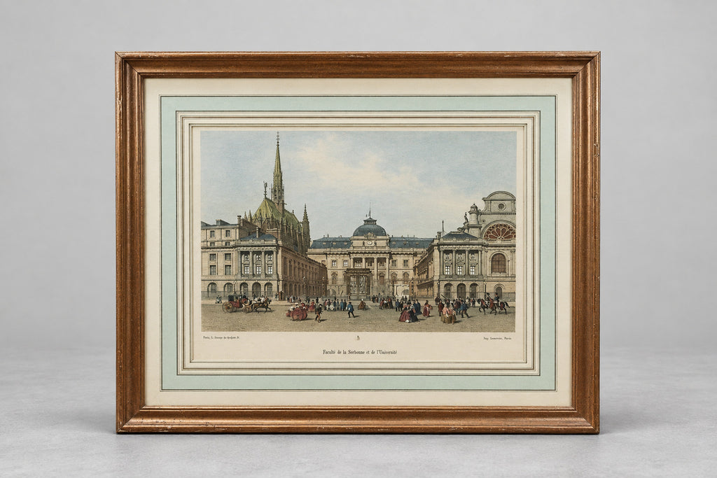 Lithographie ancienne encadrée du Palais de Justice de Paris, vers 1859