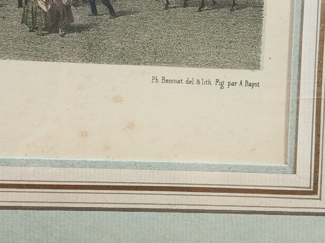 Lithographie ancienne encadrée du Palais de Justice de Paris, vers 1859