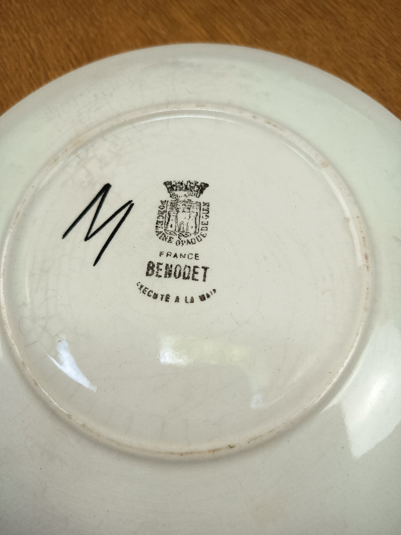 Lot de 12 assiettes à dessert Gien modèle Bénodet années 1950